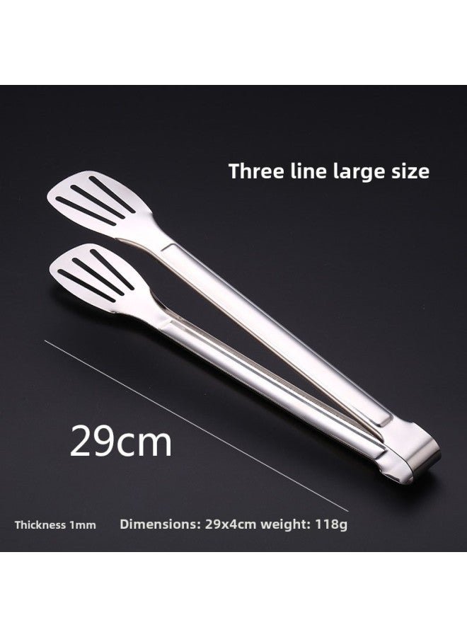 Thickened Stainless Steel Food Clip Buffet Malatang Barbecue Clip Bread Food Long Clip Hotel Supplies-Color:1mm Thick Three-wire Clamp 29cm