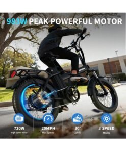 Alternative view of Wind Horse W4A Electric Folding Off-Road Bike 750W, 48V 15.6Ah Removable Battery, 40km/h Speed, 45-60km Range, Big LCD Display, 20 Inches Fat Tires, Shimano 7-Speed, Carbon Alloy Frame