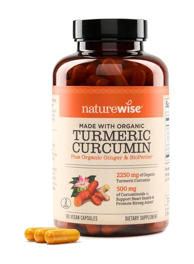 NatureWise Curcumin Turmeric Plus Ginger & BioPerine* 180 Vegan Capsules