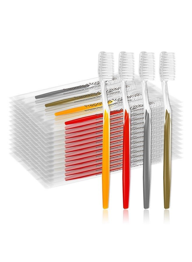 HQSLsund 200pcs Prepasted Disposable Toothbrushes Bulk Individually Wrapped Pre Pasted Soft Bristle Tooth Brush Set Travel Toothbrushes for Homeless Gift Hotel Camping Travel