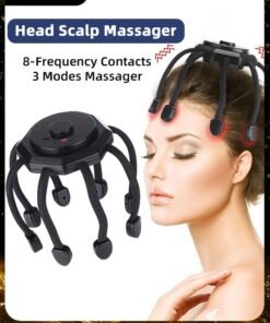 REOCLE Electric Scalp Massager Head Massager with 8 Vibrating Contacts & 3 Modes 360 Degree Head Massager Cordless Portable Head Scratcher for Stress Relax