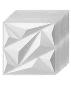 EzzySo 12 Pcs 3D Wall Panel 3D Texture PVC Wallpaper Diamond Design Decorative Wall Cover For Living Room Lobby Bedroom Office Each 30x30cm