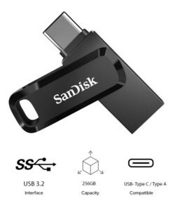 sandisk 256 GB Ultra Dual Flash Drive Go USB Type-C,Read Speed 400 MBps,Write Speed 90 MBps, MicroSD, UHS-I, SDDDC3-256G-G46 256 GB