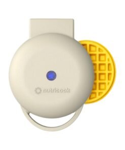 nutricook Mini Waffle Maker with Quick Heating, Ceramic Coated, Toxin-free, made without PTFEs, PFOAs & other PFAs for Safer & Healthier Cooking, Easy to Clean, Perfect for Kids and Families, 2-Year Warranty 420 W NC-WM100B Beige