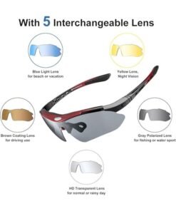 AIWANTO Polarized Sports Sunglasses – UV400 Cycling & Outdoor Glasses for Men & Women with 5 Interchangeable Lenses, Ultra-Light Frame & Myopia Inner Frame - Image 3