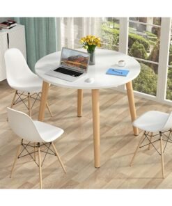 Dining Table, Small Table with Wooden Legs for Kitchen Dining Room, Simple Leisure Side Coffee Table for Small Room, 80 * 80cm  (Round)