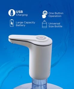 Olsenmark Rechargeable Water Pump, Simple Installation, Pump for Water Gallon, 5L, 10L, 19L Bottles, Can be Used at Home and Office, Portable and Light Weight Pump with Easy Press Mechanism 5 W OMWP1853 White