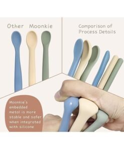 Moonkie Silicone Baby Spoons Set of 4, Two Sizes Feeding Spoon for First Stage 4+ Months, Baby Utensils with Case, Toddler Led Weaning Spoons, Bendable, Chewproof & Boil-proof - Image 4