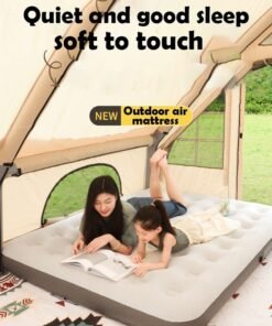 Alternative view of ZCM-HAPPY Thick Foldable Outdoor Camping Air Mattress Bed - Portable, Inflatable, Ultra-Comfortable with Hand Pump, Air Pillow and Accessories, Ideal for Camping, Hiking, and Travel (203x152x22 cm)
