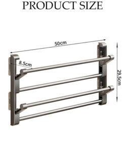 DUNISO 2-Tier Wall Mounted Shoe Rack， Foldable Self-adhesive Wall Shoe Rack，Bathroom Shoe Holder for Storage，Space-Saving,for Hallway, Bathroom，50cm