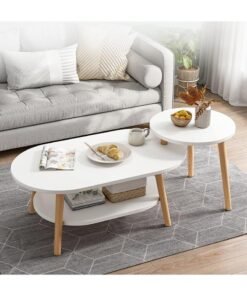 DubaiGallery Side table simple and modern corner sofa aesthetic standing table oval coffee table tea table wood floor design home furniture