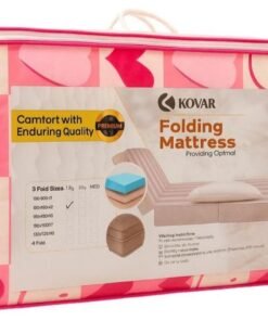 kovar Comfy Single Bed Heart Printed Foldable Foam Mattress In multicolor- 180X90X6cm