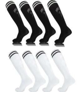 SRLIWHITE 4 Pair Kids Football Socks for 3-12 Years Old Breathable Sports Training Soccer Socks Girls and Boys (2 Colors)