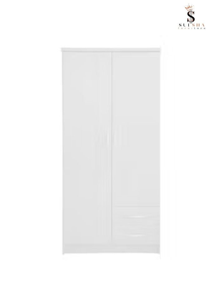 SULSHA 2 Door Wooden Wardrobe Cabinet , Cupboard Engineered Wood Perfect Modern Stylish Heavy Duty White Color.