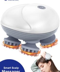 Eworld Electric Head & Scalp Massager – Wireless Handheld Massager with 4 Massage Heads, 3 Modes & IPX7 Waterproof Design – USB Rechargeable for Full Body & Pet Use