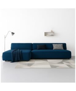 Al Zakharef Furniture Clarissa 3-Seater Luxury L-Shape Velvet Sofa with Free Pillows, Premium Wooden Frame, High-Density Seating Foam, Modern Corner Couch for Living Room Size L270 × W180 cm, Colour Midnight Blue