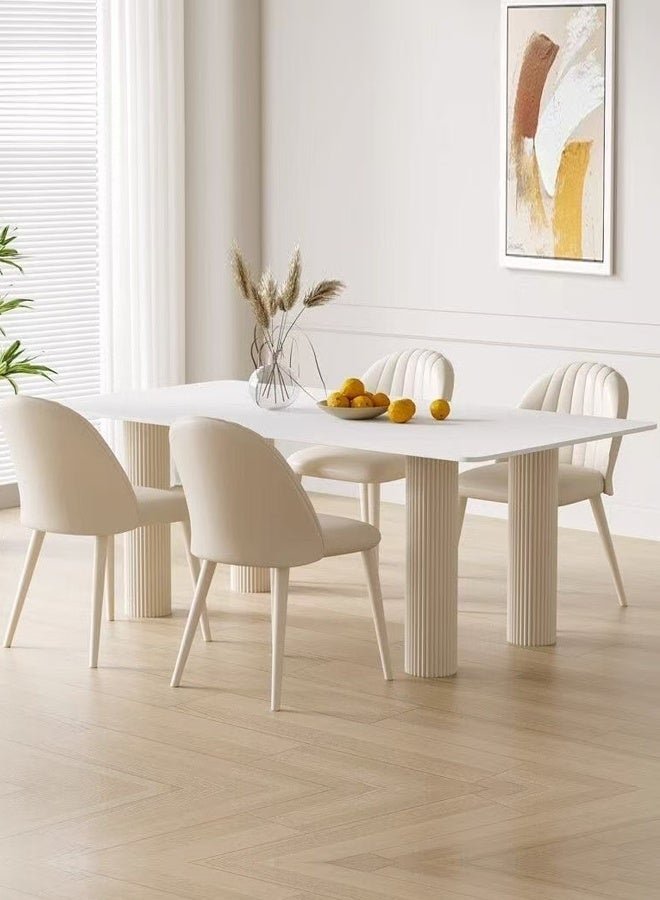 C&C Home Multipurpose Use Modern Sleek Design Dining Table Rectangular Shape Plain Rock Slab Tabletop Kitchen Table Durable Metal Base Indoor Dining Table for Dining Room Living Room 120x60x75 cm