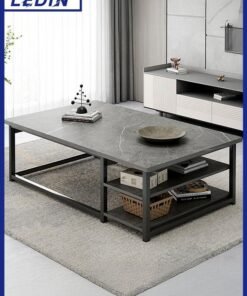 LEDIN Coffee Table Living Room Furniture Minimalistic Design Multi-Functional Table 120x60x42cm Marble Pattern