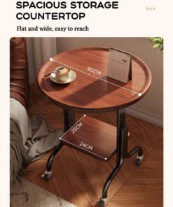Alternative view of XiuWoo Vintage Rolling Side Table with Storage Mobile Square End Table on Wheels for Living Room, Sofa, Couch, Coffee Cart Industrial Retro Tea Cart for Home, Office, and Kitchen
