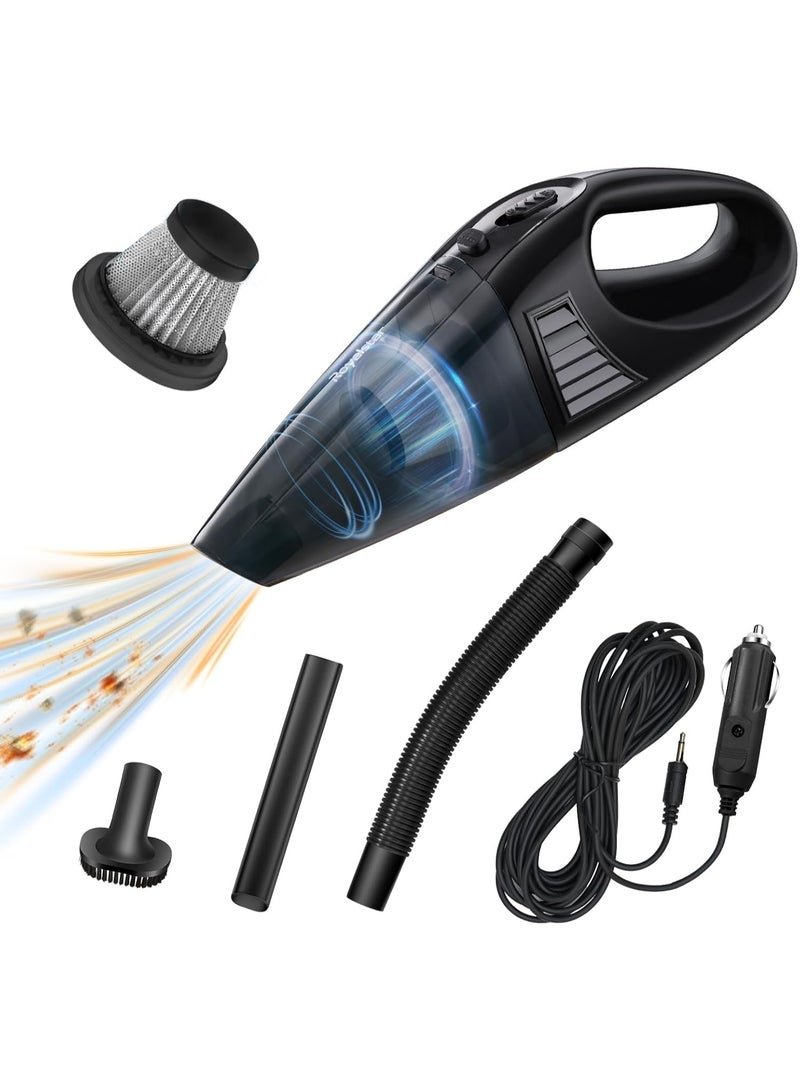 JOGAMS Portable Handheld Car Vacuum Cleaner High Power 12V DC with 3Pcs Washable and Removable Accessories for Car 3 Meter Extension Cord for Travel RV Camper Full Car Detail Cleaning