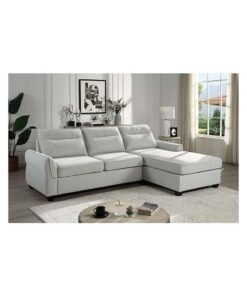 Danube Home Aspin 3 Seater Reversible Corner Fabric Sofa Modern Design Three Seat Sofas Comfortable Living Room Furniture L 263 x W 85 x H 89 cm Light Grey