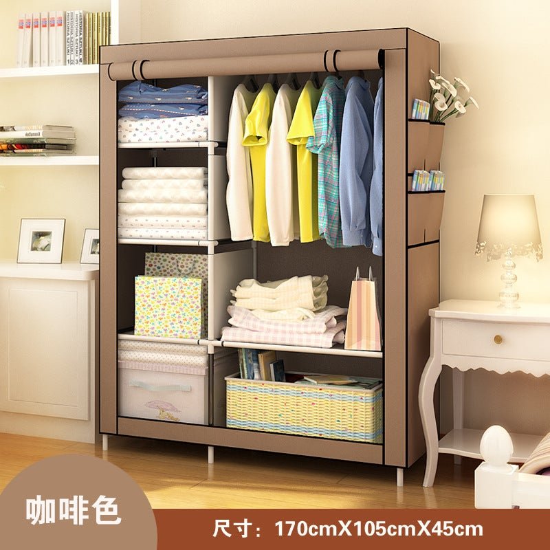 Self-Pickup Simple Wardrobe Fabric Wardrobe With Reinforced Steel Frame, Single-Person Storage, Dustproof