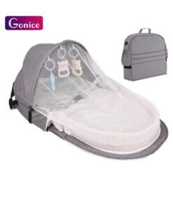 Gonice Foldable Infant Crib,With Cartoon Toys, Detachable Cotton Cover,Suitable for travel and home use