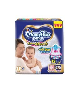 MamyPoko Pants Extra Absorb Baby Diapers, Small (S Size) | 4-8 kg | 66 Count |Deep Sleep Diapers| Soft Gentle fit |Deep Absorbent Crisscross | Skin Friendly with Coconut Oil