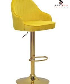 SULSHA Modern Adjustable Barstools 360° Swivel Counter Stools with Golden Base Upholstered Open Back Tall Bar Chairs with Footrest for Home Pub Kitchen