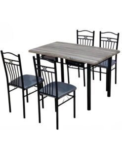 ALWASIT HOME Dining Table Set – 4 Seater | Wooden Top with Steel Legs & Modern Chairs | Compact Dining Room Furniture