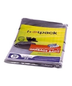 Hotpack Disposable Strong & Biodegradable Plastic Heavy Duty Black Garbage Bags 80x110cm, 10 Pieces Black 80x110cm