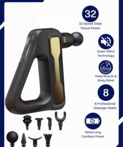 Prime by javaudan Triangular Fascia Gun Lcd Electric Massage Gun With 8 Replaceable Massage Heads 32 Gears Of Vibration Adjustment For Deep Tissue Muscle Massage