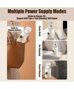 Portable Bottle Warmer, Fast Heating,Leak-Proof,Adjustable Travel Warmer with Battery, 10000mah Battery Powered, Heating Breast Milk Warmer for Travel Outdoor