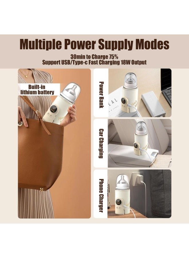 Portable Bottle Warmer, Fast Heating,Leak-Proof,Adjustable Travel Warmer with Battery, 10000mah Battery Powered, Heating Breast Milk Warmer for Travel Outdoor