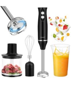 sokany 4-in-1 Hand Blender Chopper Whisker Mixer | Durable Stainless Steel Blade & Removable Stick | Comes with 750ml Plastic Jar, 550ml Chopper and Blending Wand