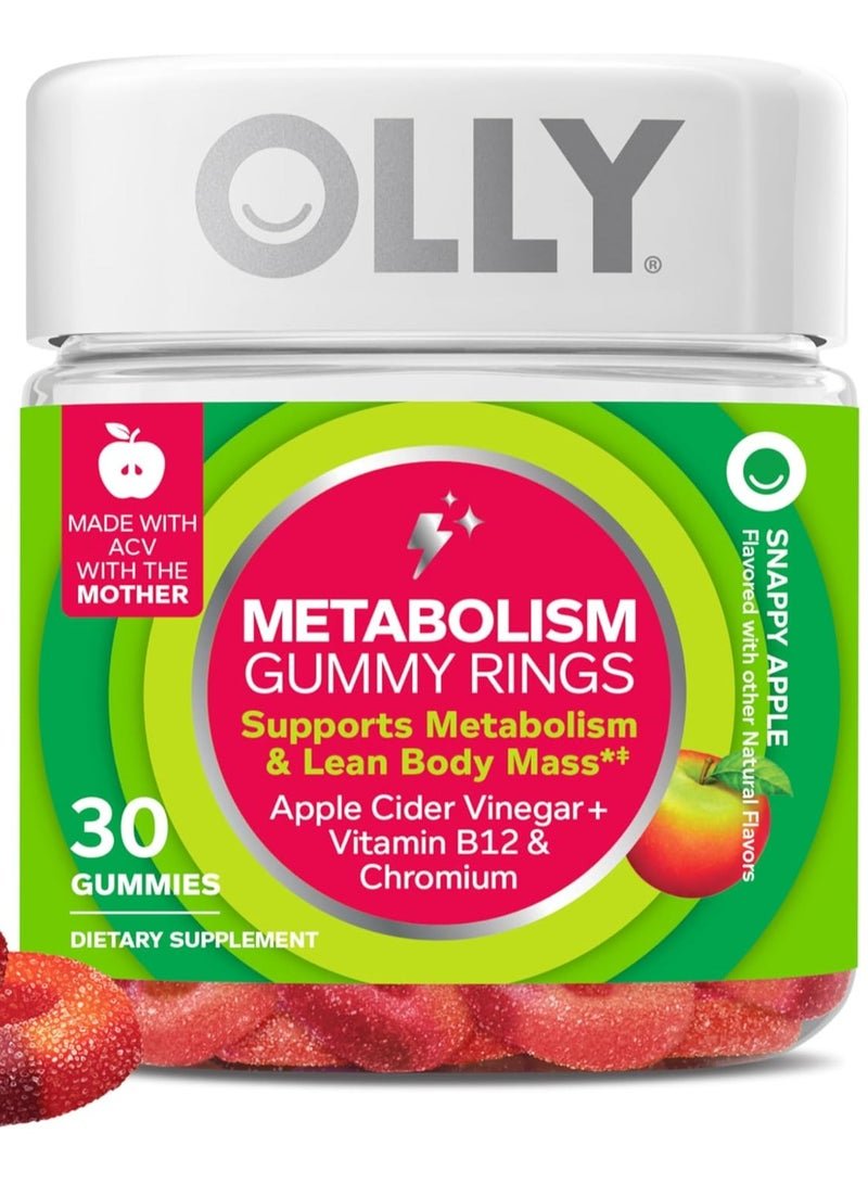 OLLY Metabolism Gummy Rings, Snappy Apple, 30 Gummies