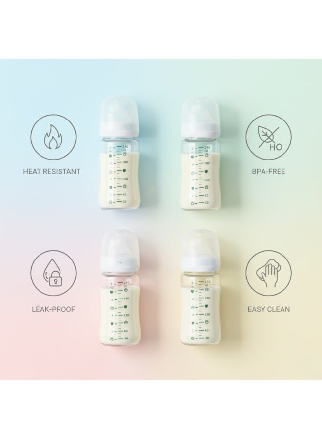 Poney Glass Feeding Bottle 240ml | Milk Bottle for Baby | Baby Feeder | Baby Bottle Glass | Safe & Durable Feeding Glass Bottle for Newborns