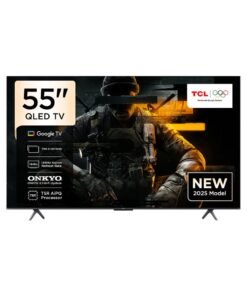 TCL Television 55 Inch Smart TV 4K QLED Colorful Quantum Crystal HDR 10+ Gaming Google TV, 144Hz Native Refresh Rate, ONKYO 2.1 Hi-Fi, Dolby Atmos, MEMC, Game Master, (2025 Model) 55T8C Brushed Titanium