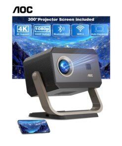 AOC Portable Projector Full HD 4K/1080P, Autofocus/Auto Keystone Correction/Adjustable Angle/Projector with Wifi6 and Bluetooth,15000 Lumen,Compatible with iOS/Android/PC/PS4/PS5 for Work and Gaming XL3-500 Noble Pro