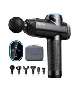RENPHO R3 Power Upgrade Massage Gun Deep Tissue  for Athletes Powerful Portable Electric Handheld Deep Tissue Massager Gun LED Touch Display Carry Case Gifts - Black