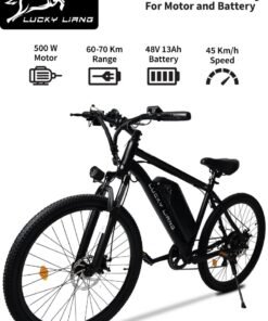 Lucky Liang DSO1 Electric Bike 500W Motor (750W Max), 48V 13Ah Battery, 45Km/h Speed, 45Km Range, 26” Tires, Disc Brakes, Carbon Steel Frame – Powerful E-Bike for Adults