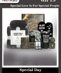 MissTiara Gift Basket for Men - Birthday Gift Box, Get Well Soon Gift Set Contains 12 Inspirational Gifts, Relaxing Spa Treatment Package for Men, Friendship Friend Gifts for Men