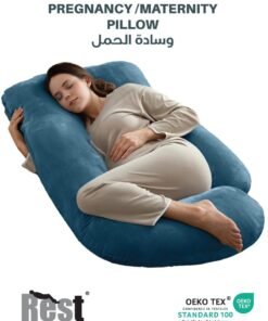 Rest Premium Velvet G Shaped Pregnancy Pillow  70x140cm  Maternity Full Body Pillow For Pregnant Women for Back , Hip , Neck and Knee Support with Removal Cover , Teal