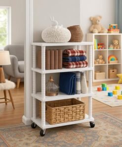 YouCopia Collapsible Wardrobe 6 Shelves Storage Clothes Storage Rack Quick Wardrobe/Cabinet/Multipurpose Storage Rack, Foldable, Collapsible Fabric Wardrobe Organizer with Wheels (4-Layer)