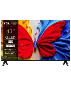 TCL 43 Inch S5K QLED Full HD Smart Google TV with Google Voice, HDR10, Dolby Audio, Google Cast, and Metallic Bezel-less Slim Design - 2025 Model 43S5K Black