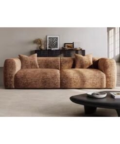 Cozy Homes Modern Curved Sofa in Camel Brown