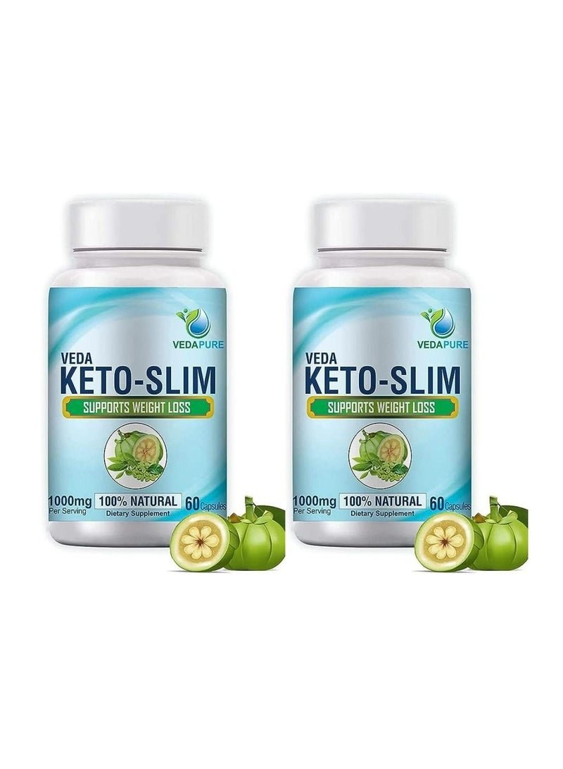 VEDAPURE Keto Slim Supports Weight Loss 60 Capsules, pack of 2
