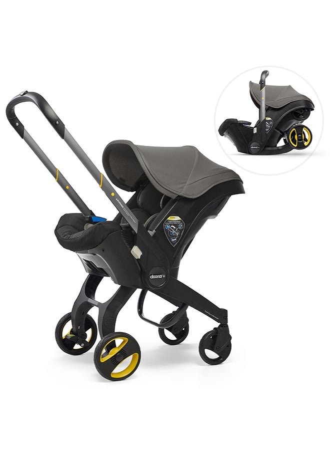 Doona+ Baby Car Seat and Travel Stroller, Convertible 0+ Infant Car Seat and Pram Combo, 5-Point Harness, Ergonomic Pushchair and Travel System, Urban Grey, ISOFIX Base Sold Separately
