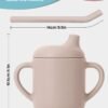 URbazaar 2 Pack Baby Training Cup 180ml, Silicone Sippy Cup with Handles, Lid and Straw, Spill Proof and Non-Slip Straw Cup for Babies and Toddler