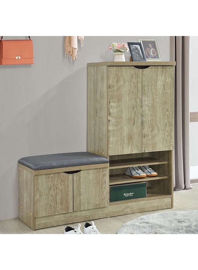 DANUBE HOME Alegra Shoe Rack Cabinet | 23 Pairs | 4 Door Shoe Storage Organizer For Entryway Natural Oak 120x40x120 cm | 8 Shelves